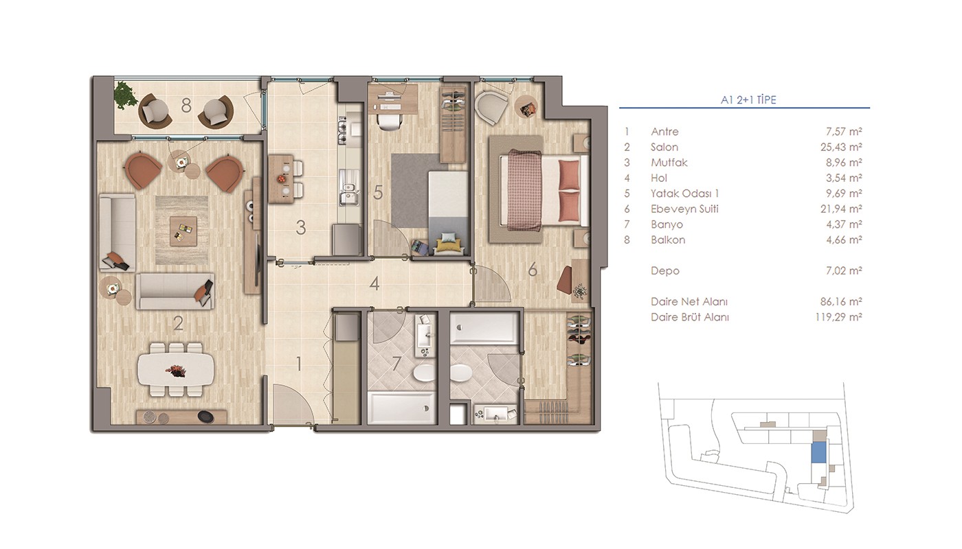 Key Ready Roomy Apartments Close to Airport in Serenity Plus, Istanbul - 19474