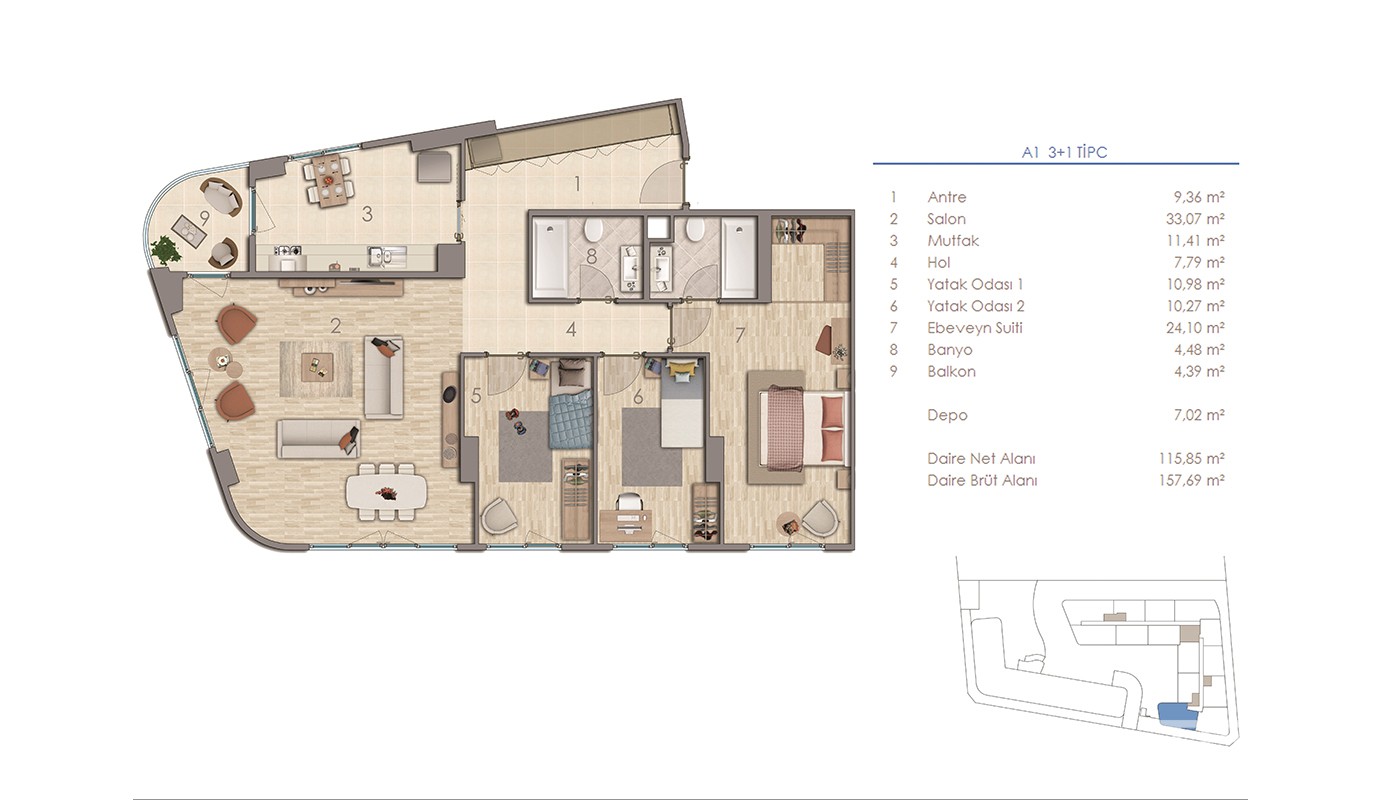 Key Ready Roomy Apartments Close to Airport in Serenity Plus, Istanbul - 19477
