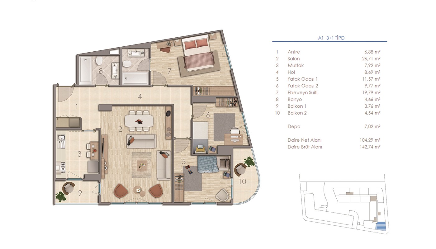 Key Ready Roomy Apartments Close to Airport in Serenity Plus, Istanbul - 19480