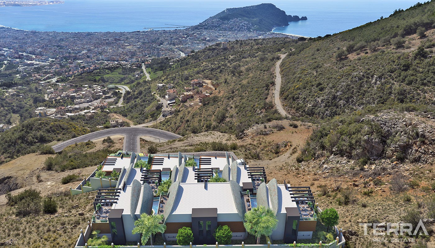 Sea-view Villas for Sale in Alanya Tepe with Swimming Pool - 19679
