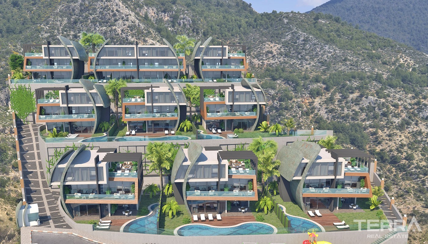 Sea-view Villas for Sale in Alanya Tepe with Swimming Pool - 19680