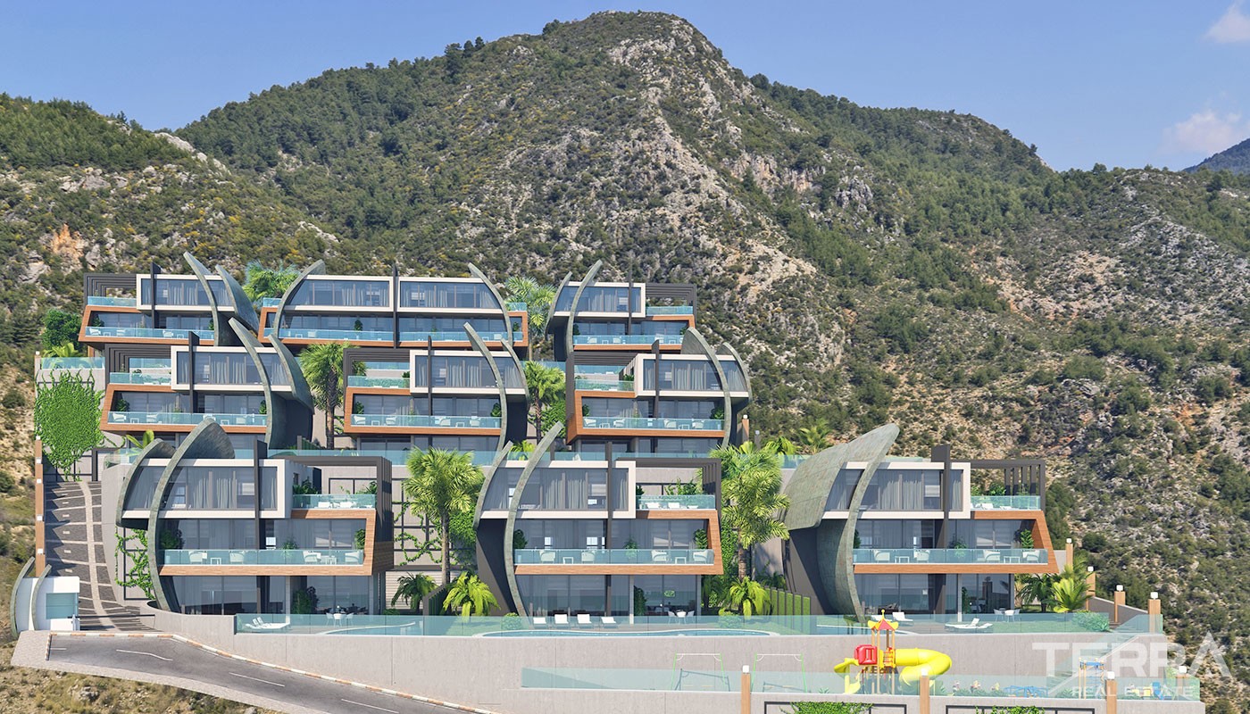 Seaview Villas for Sale in Alanya Tepe with Swimming Pool TERRA Real