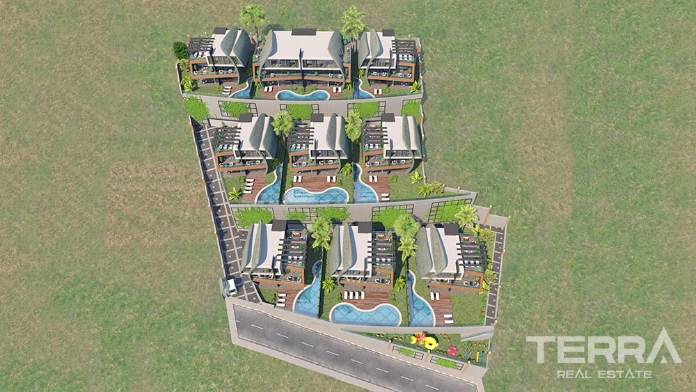 Sea-view Villas for Sale in Alanya Tepe with Swimming Pool - 19682