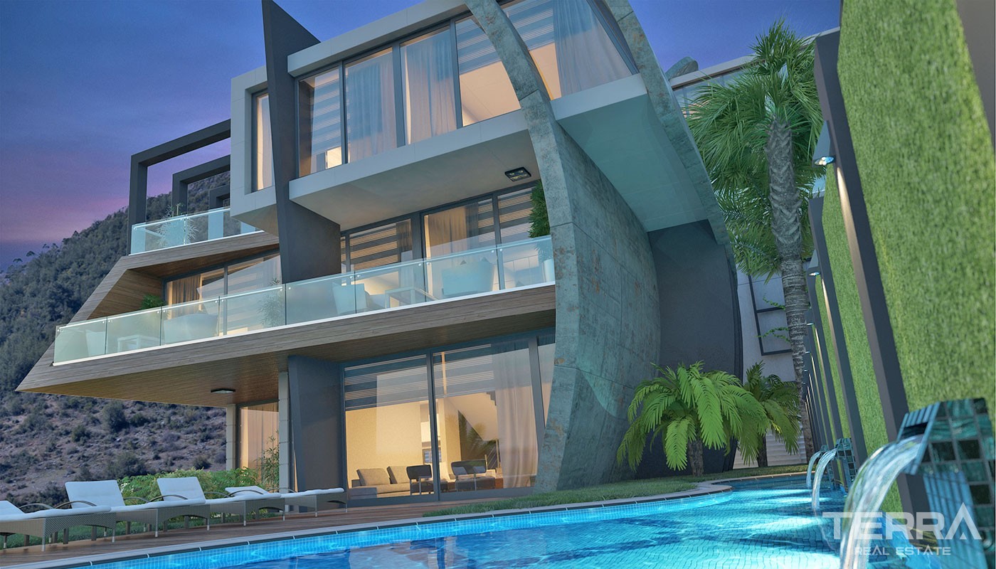 Sea-view Villas for Sale in Alanya Tepe with Swimming Pool - 19684