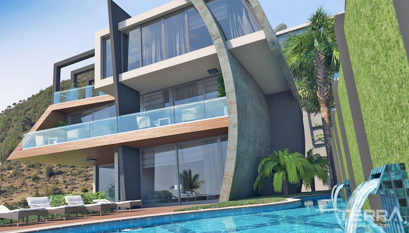 Sea-view Villas for Sale in Alanya Tepe with Swimming Pool - 19693