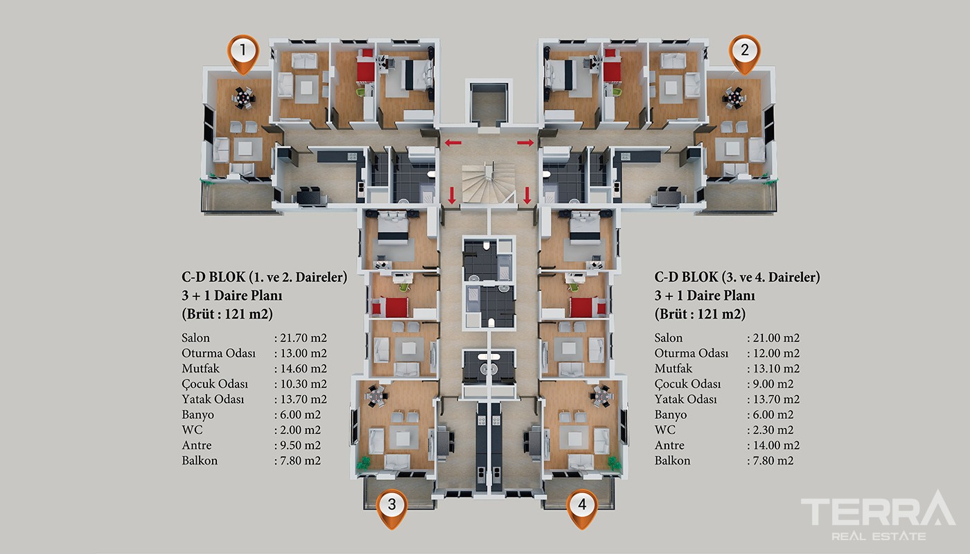 Stunning Apartments in Antalya Kepez - 21779